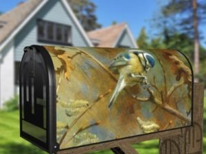 Pretty Blue Tit on a Tree Decorative Curbside Farm Mailbox Cover