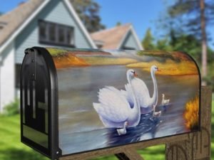 Beautiful Swan Family Decorative Curbside Farm Mailbox Cover