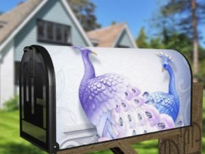 Pink and Blue Peacocks Decorative Curbside Farm Mailbox Cover