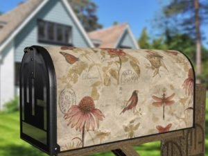 Vintage Birds, Flowers and Butterflies Decorative Curbside Farm Mailbox Cover