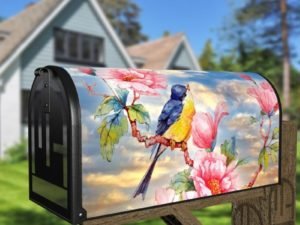 Cute Bird on a Rose Bush Decorative Curbside Farm Mailbox Cover