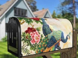Beautiful Peacock Couple #2 Decorative Curbside Farm Mailbox Cover