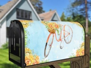 Sunflower Bicycle Decorative Curbside Farm Mailbox Cover