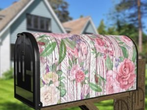 Flowers on Wood Pattern #2 Decorative Curbside Farm Mailbox Cover