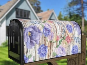 Flowers on Wood Pattern #3 Decorative Curbside Farm Mailbox Cover