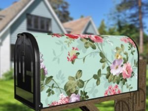 Garden Roses on Green Background Decorative Curbside Farm Mailbox Cover
