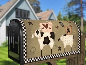 Country Farmhouse Stacked Animals Decorative Curbside Farm Mailbox Cover