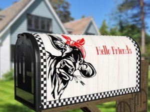 Funny Cow in Bandana Decorative Curbside Farm Mailbox Cover