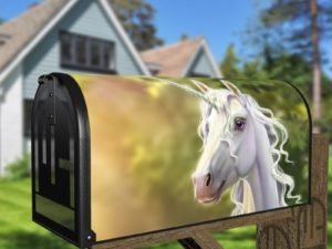 Adorable White Unicorn Decorative Curbside Farm Mailbox Cover