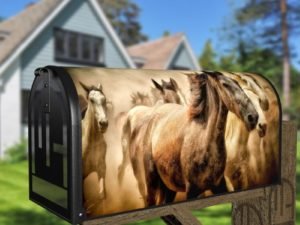 Running Horse Herd Decorative Curbside Farm Mailbox Cover
