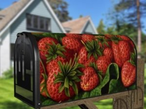 Red Juice Strawberries Decorative Curbside Farm Mailbox Cover