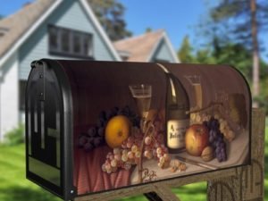 Still Life with Fruit and Champagne Decorative Curbside Farm Mailbox Cover