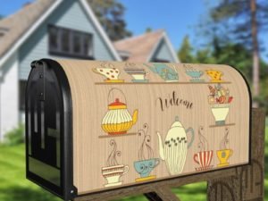 Colorful Teacups Decorative Curbside Farm Mailbox Cover