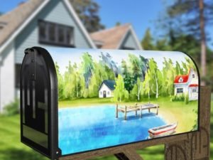 Little Cottage By the Lake #2 Decorative Curbside Farm Mailbox Cover