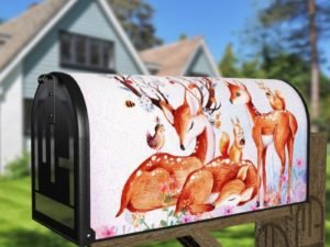 Beautiful Flower Deer Family #3 Decorative Curbside Farm Mailbox Cover