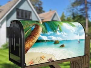 Tropical Paradise Beach #1 Decorative Curbside Farm Mailbox Cover