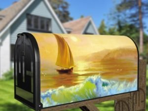 Sunset Sailboat Decorative Curbside Farm Mailbox Cover