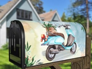 Retro Bike with Flowers Decorative Curbside Farm Mailbox Cover