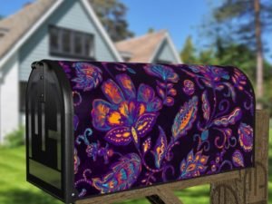 Bohemian Folk Art Paisley and Tulips Pattern #1 Decorative Curbside Farm Mailbox Cover