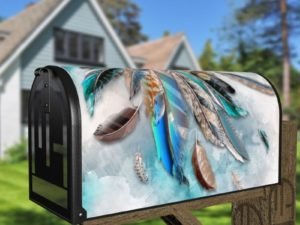 Native Design with Feathers #1 Decorative Curbside Farm Mailbox Cover
