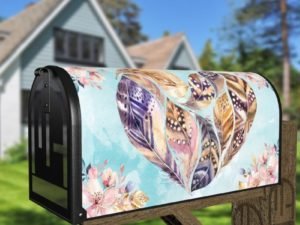 Beautiful Native Feather Heart #1 Decorative Curbside Farm Mailbox Cover