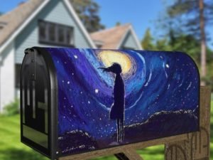 Starry Night with a Girl Decorative Curbside Farm Mailbox Cover