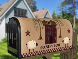 Primitive Country Home and Sheep Decorative Curbside Farm Mailbox Cover