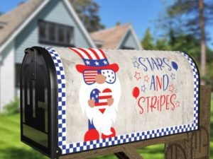 USA American Patriot Gnome Decorative Curbside Farm Mailbox Cover