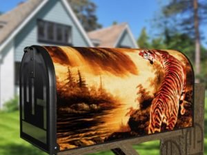 Hunting Tiger by the River Decorative Curbside Farm Mailbox Cover