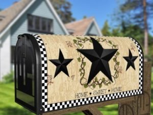 Primitive Country Folk Barn Star #4 - Home Sweet Home Decorative Curbside Farm Mailbox Cover