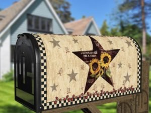 Primitive Country Folk Barn Star #2 - Welcome Decorative Curbside Farm Mailbox Cover