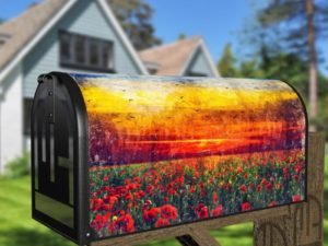Sunset Poppy Field Decorative Curbside Farm Mailbox Cover