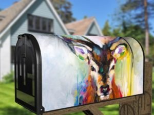 Beautiful Rainbow Deer Decorative Curbside Farm Mailbox Cover
