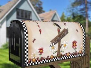 Primitive Country Folk Design #16 - Welcome Friends Decorative Curbside Farm Mailbox Cover
