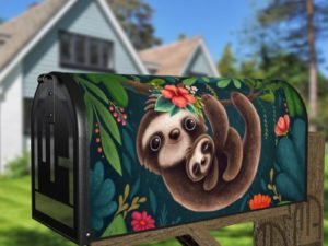 Cute Mommy and Baby Sloths Decorative Curbside Farm Mailbox Cover