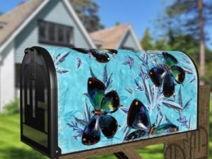 Dark Butterflies on Flowers Decorative Curbside Farm Mailbox Cover