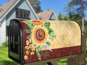 Beautiful Vintage Sunflower Design Decorative Curbside Farm Mailbox Cover