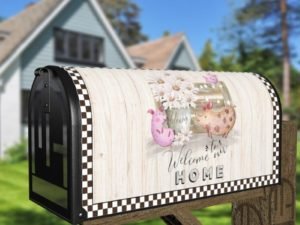 Cute Farmhouse Pig Family Decorative Curbside Farm Mailbox Cover