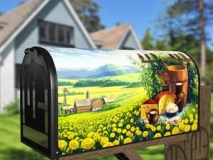 Summer Dairy Farm and Dandelions Decorative Curbside Farm Mailbox Cover