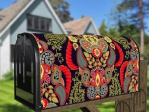 Bohemian Folk Art Ethnic Paisley Design #1 Decorative Curbside Farm Mailbox Cover