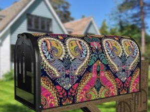 Bohemian Folk Art Ethnic Paisley Design #4 Decorative Curbside Farm Mailbox Cover