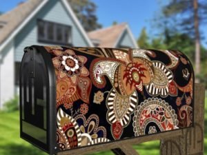 Bohemian Folk Art Ethnic Paisley Design #5 Decorative Curbside Farm Mailbox Cover