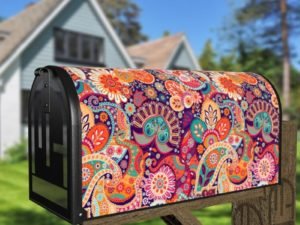 Bohemian Folk Art Ethnic Paisley Design #7 Decorative Curbside Farm Mailbox Cover