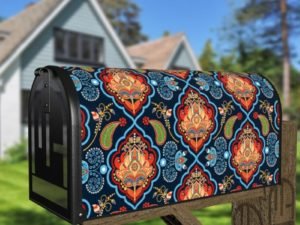 Bohemian Folk Art Ethnic Paisley Design #12 Decorative Curbside Farm Mailbox Cover