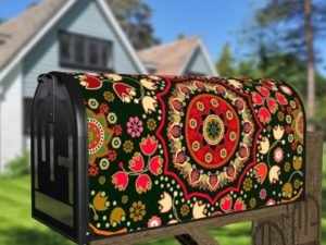 Bohemian Folk Art Ethnic Colorful Mandala Design Decorative Curbside Farm Mailbox Cover