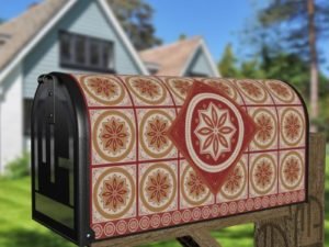 Bohemian Folk Tile Pattern #2 Decorative Curbside Farm Mailbox Cover