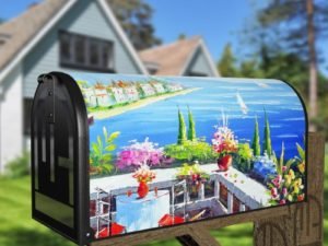French Riviera Scene Decorative Curbside Farm Mailbox Cover