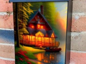 Cottage at the Lake Colonial Mailbox Cover