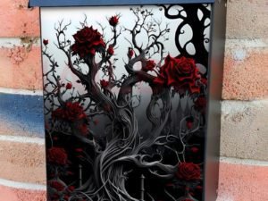 Gothic Garden with Roses #9 Colonial Mailbox Cover