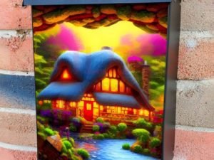 Evening at the Lakeside Cottage Colonial Mailbox Cover